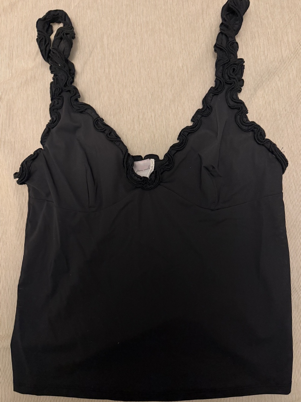 Urban Outfitters Black Tank With Ruffle Strap Detail